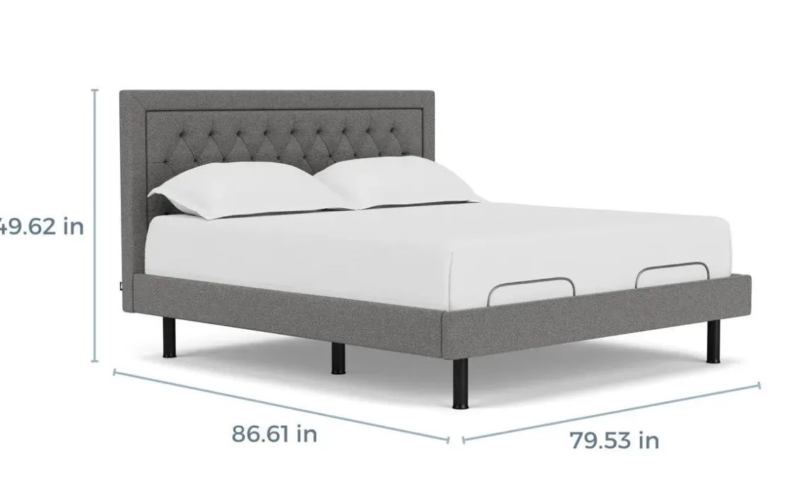 Mor Furniture Duo Linen Adjustable Foundation Bed In Natural, Queen