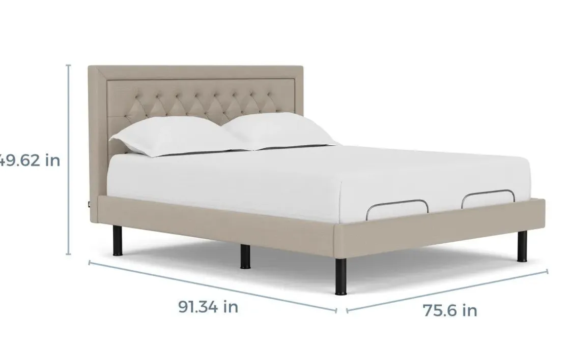Mor Furniture Duo Linen Adjustable Foundation Bed In Natural, Queen