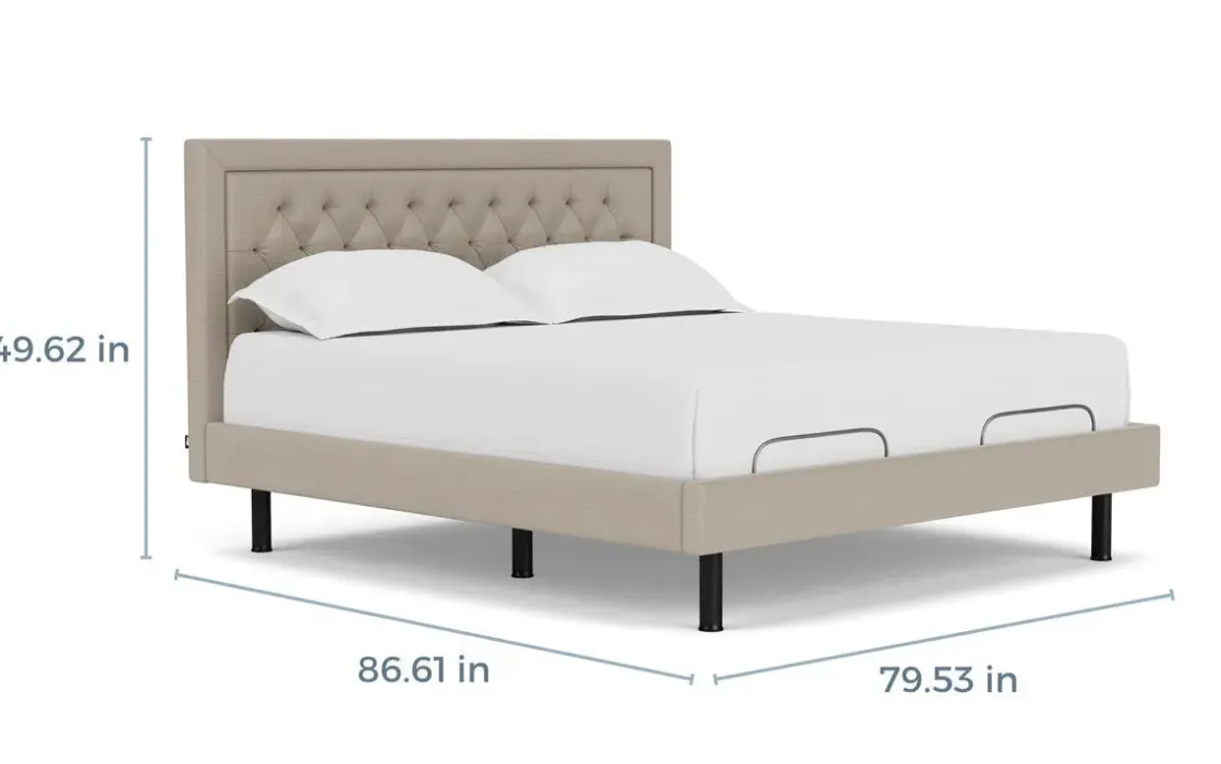 Mor Furniture Duo Linen Adjustable Foundation Bed In Natural, Queen