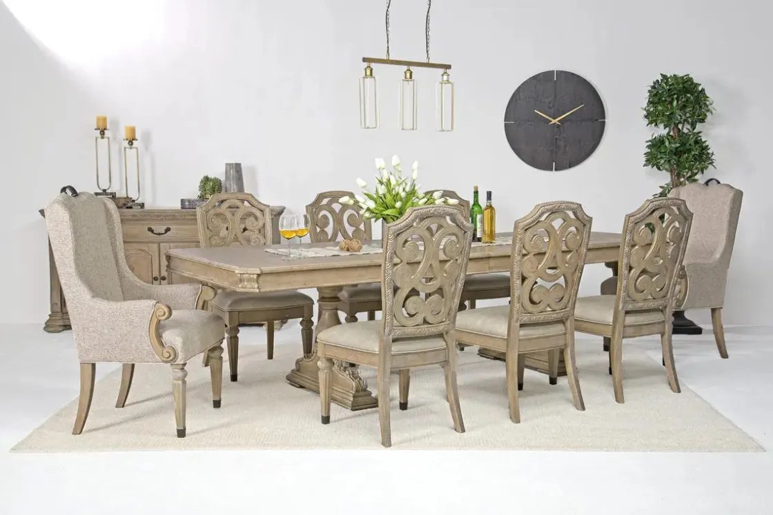 Mor Furniture Durango Dining Table, 6 Chairs & 2 Arm Chairs In Fawn