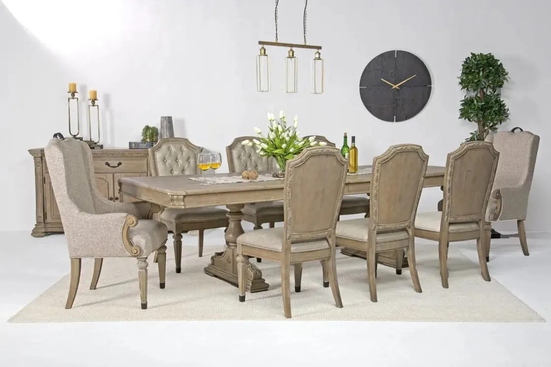 Mor Furniture Durango Dining Table, 6 Chairs & 2 Arm Chairs In Fawn