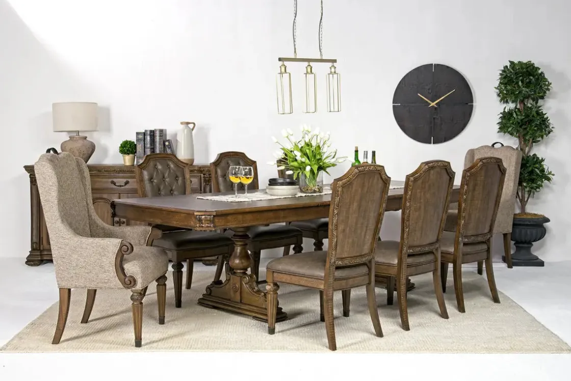 Mor Furniture Durango Dining Table, 6 Chairs & 2 Arm Chairs In Fawn