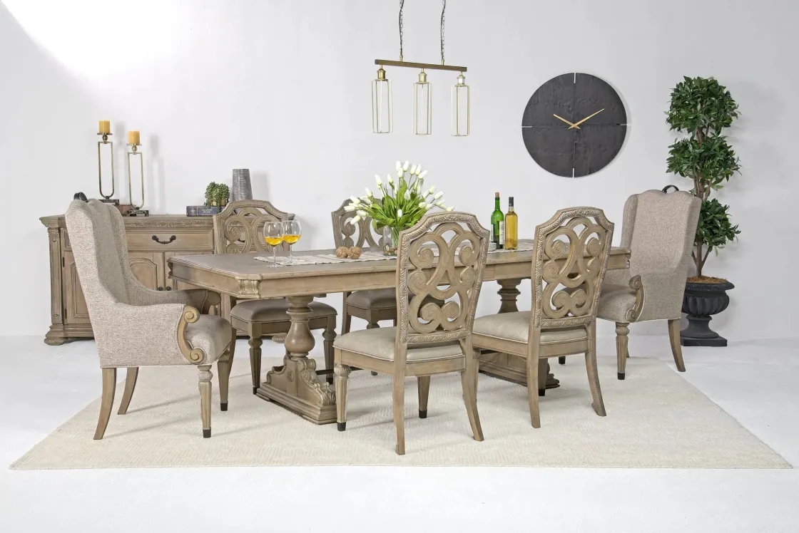Mor Furniture Durango Dining Table, 4 Side Chairs & 2 Arm Chairs In Fawn