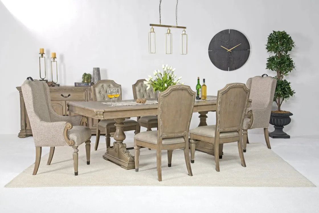 Mor Furniture Durango Dining Table, 4 Side Chairs & 2 Arm Chairs In Fawn