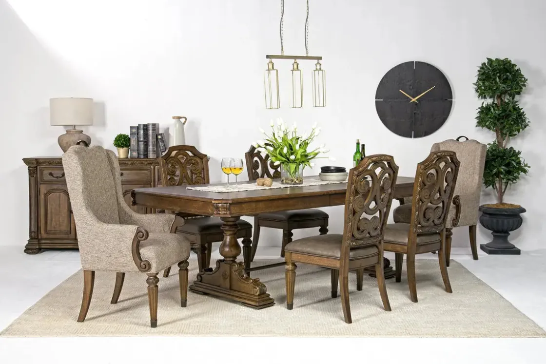 Mor Furniture Durango Dining Table, 4 Side Chairs & 2 Arm Chairs In Fawn