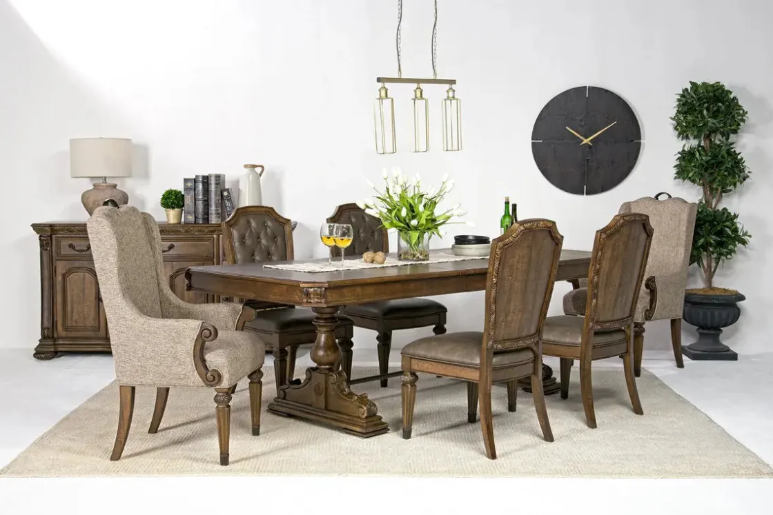 Mor Furniture Durango Dining Table, 4 Side Chairs & 2 Arm Chairs In Fawn