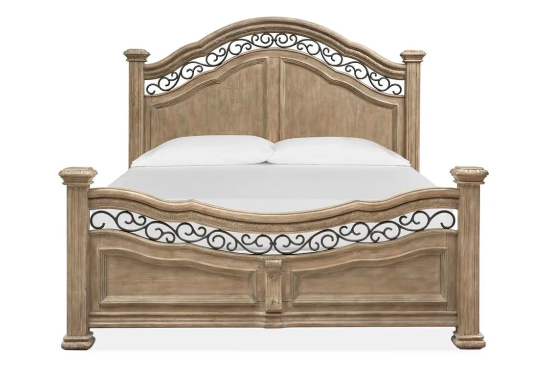 Mor Furniture Durango Panel Bed, Dresser, Mirror & 3 Drawer Nightstand In Fawn, Queen