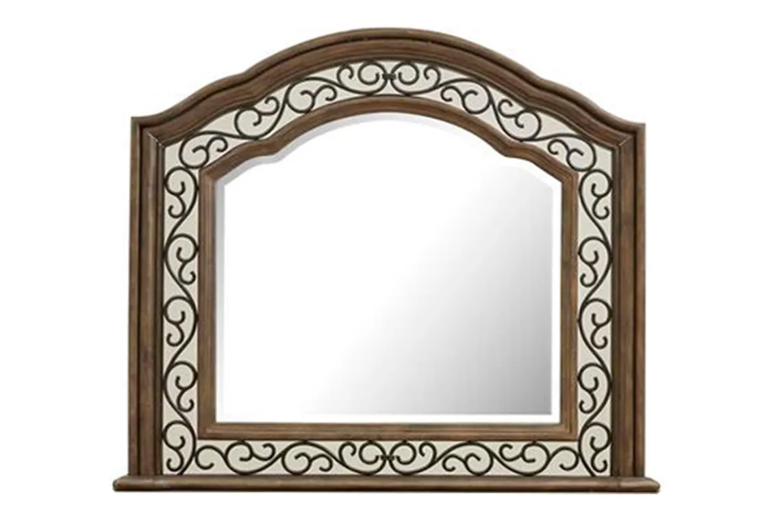 Mor Furniture Durango Panel Bed, Dresser, Mirror & 3 Drawer Nightstand In Fawn, Queen