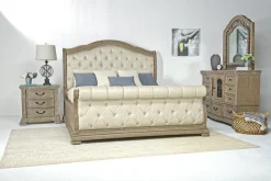 Mor Furniture Durango Sleigh Bed, Dresser, Mirror & 3 Drawer Nightstand In Fawn, Queen