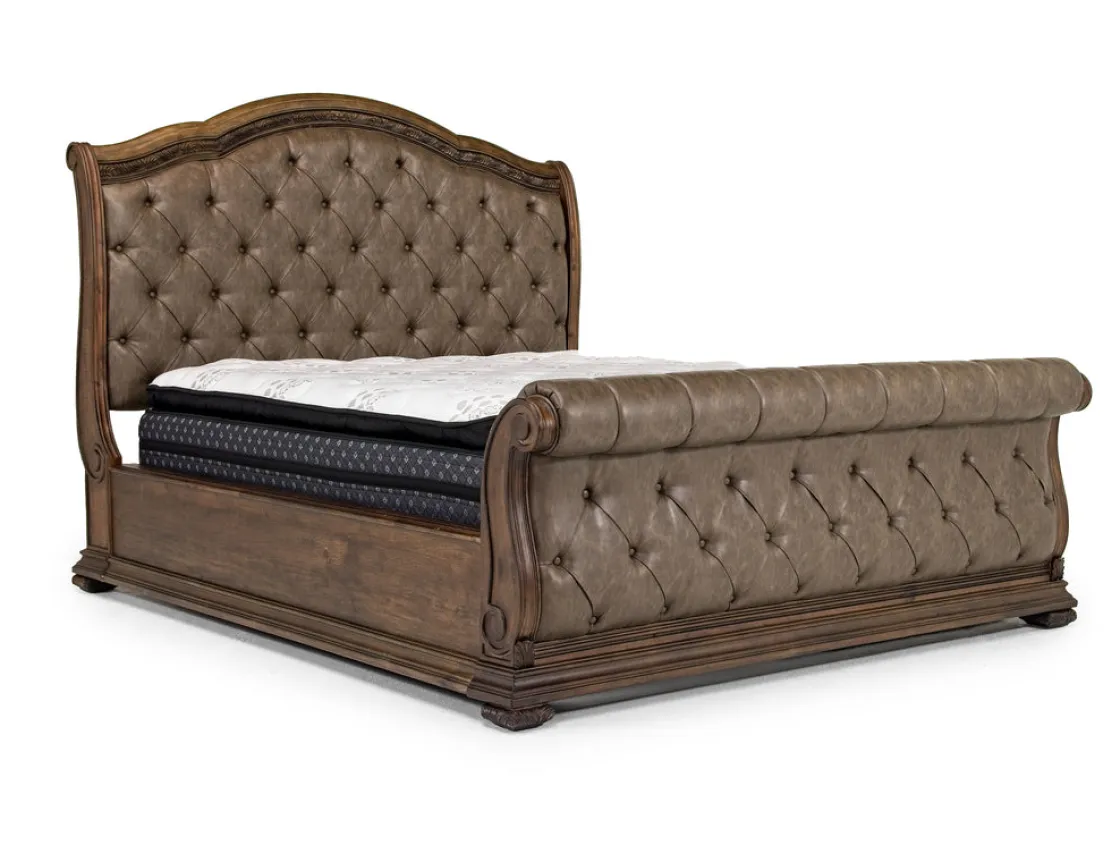 Mor Furniture Durango Sleigh Bed, Dresser, Mirror & 3 Drawer Nightstand In Fawn, Queen