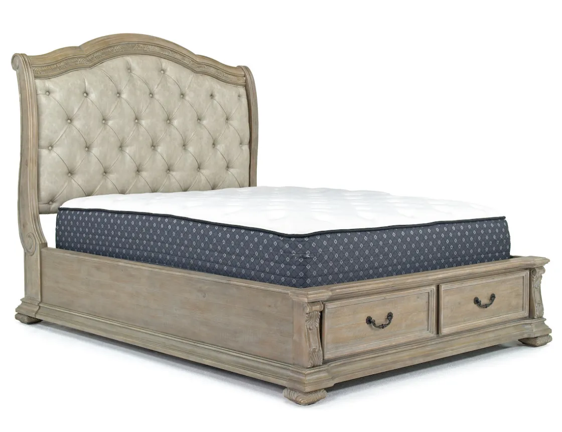 Mor Furniture Durango Sleigh Bed, Dresser, Mirror & 3 Drawer Nightstand In Fawn, Queen