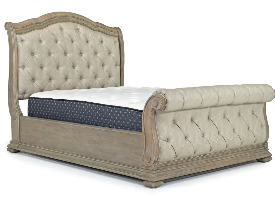 Mor Furniture Durango Sleigh Bed, Dresser, Mirror & 3 Drawer Nightstand In Fawn, Queen