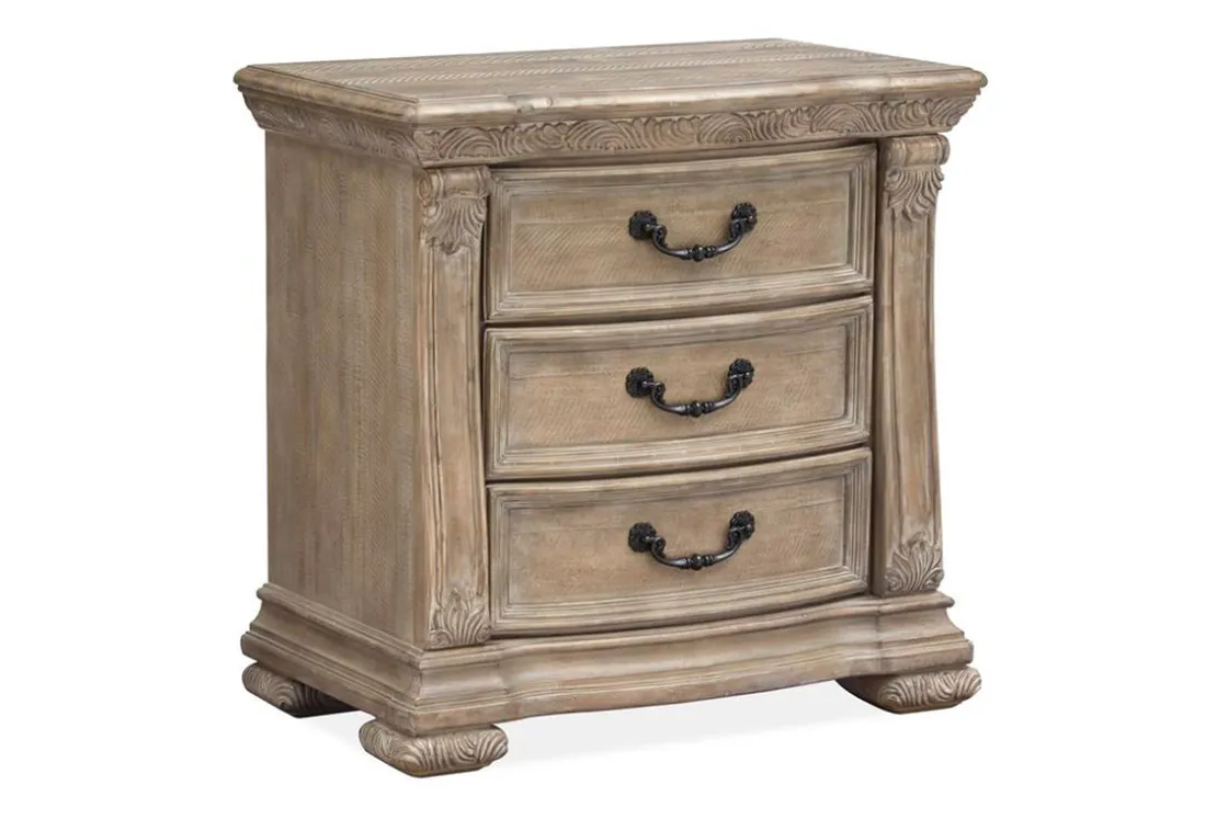 Mor Furniture Durango Sleigh Bed, Dresser, Mirror & 3 Drawer Nightstand In Fawn, Queen
