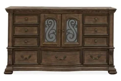 Mor Furniture Durango Sleigh Bed W/ Storage, Dresser, Mirror & 3 Drawer Nightstand In Fawn, Queen