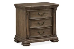Mor Furniture Durango Sleigh Bed W/ Storage, Dresser, Mirror & 3 Drawer Nightstand In Fawn, Queen
