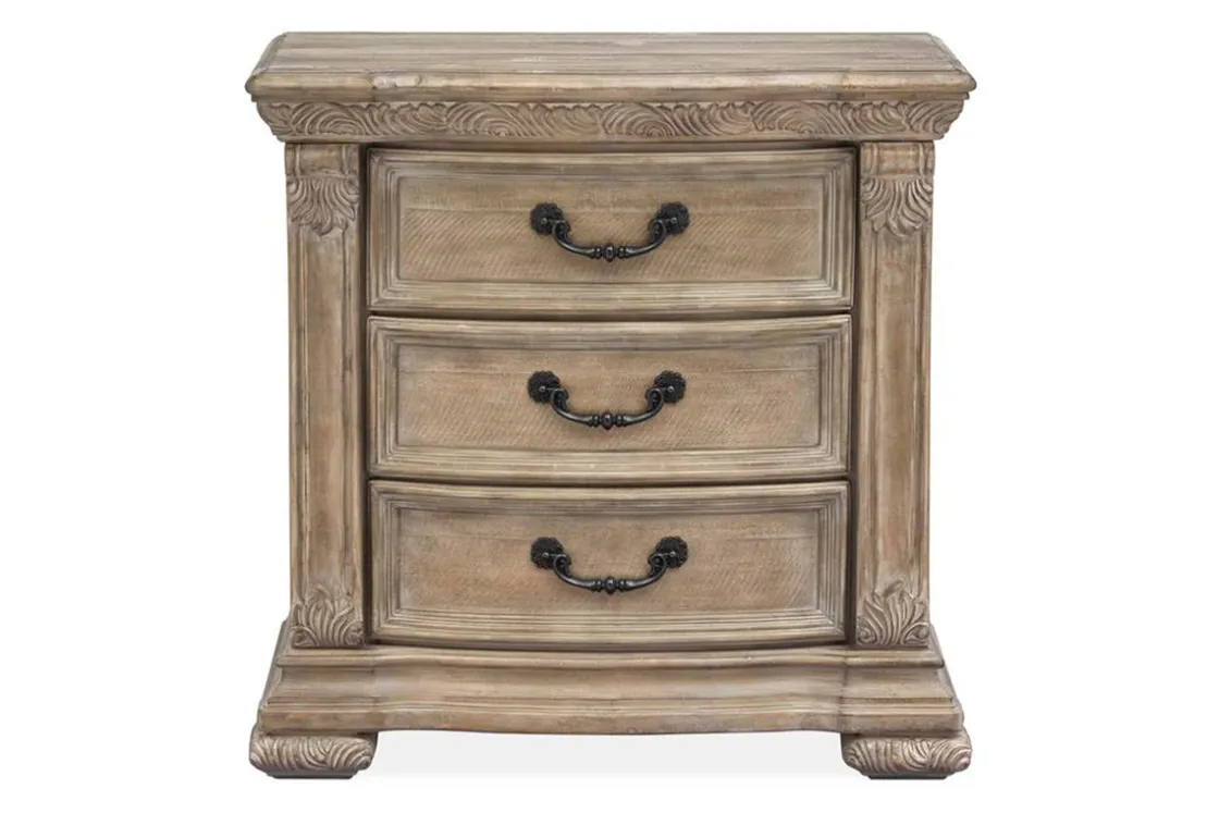 Mor Furniture Durango Sleigh Bed W/ Storage, Dresser, Mirror & 3 Drawer Nightstand In Fawn, Queen