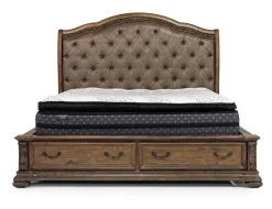Mor Furniture Durango Upholstered Sleigh Bed W/ Storage In Fawn, Queen