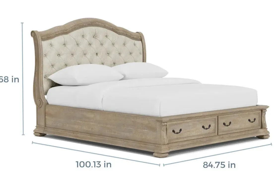 Mor Furniture Durango Upholstered Sleigh Bed W/ Storage In Fawn, Queen