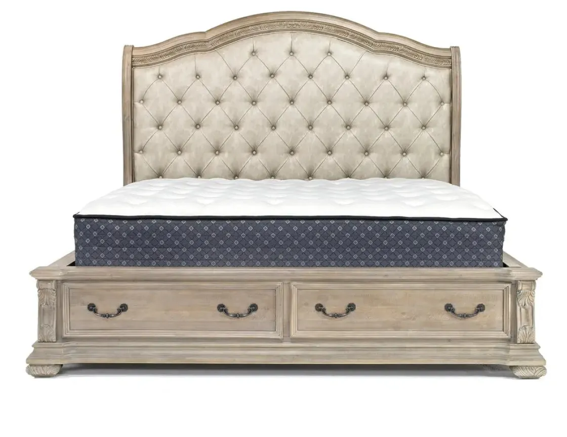 Mor Furniture Durango Upholstered Sleigh Bed W/ Storage In Fawn, Queen