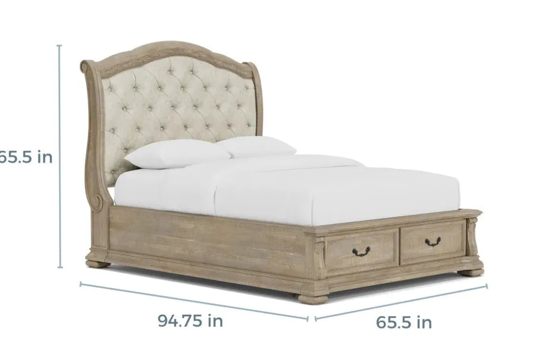 Mor Furniture Durango Upholstered Sleigh Bed W/ Storage In Fawn, Queen