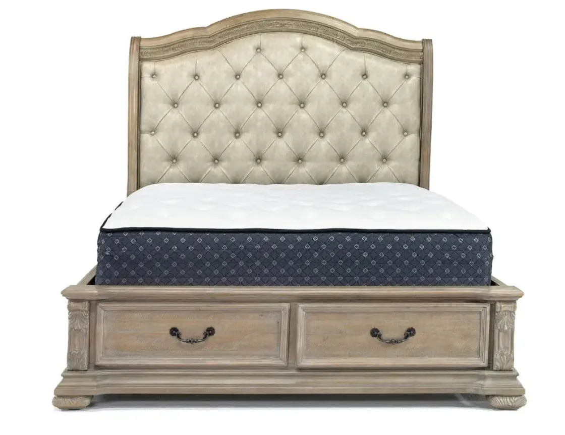 Mor Furniture Durango Upholstered Sleigh Bed W/ Storage In Fawn, Queen