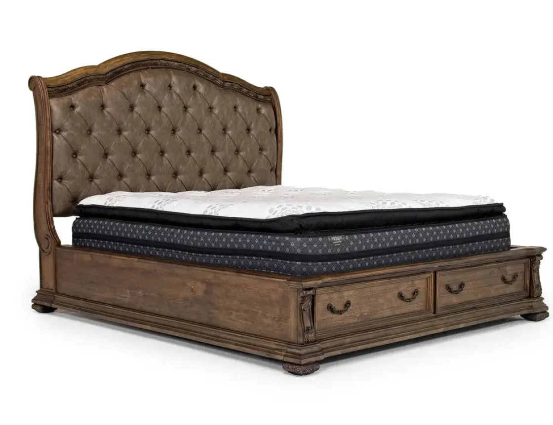 Mor Furniture Durango Upholstered Sleigh Bed W/ Storage In Fawn, Queen