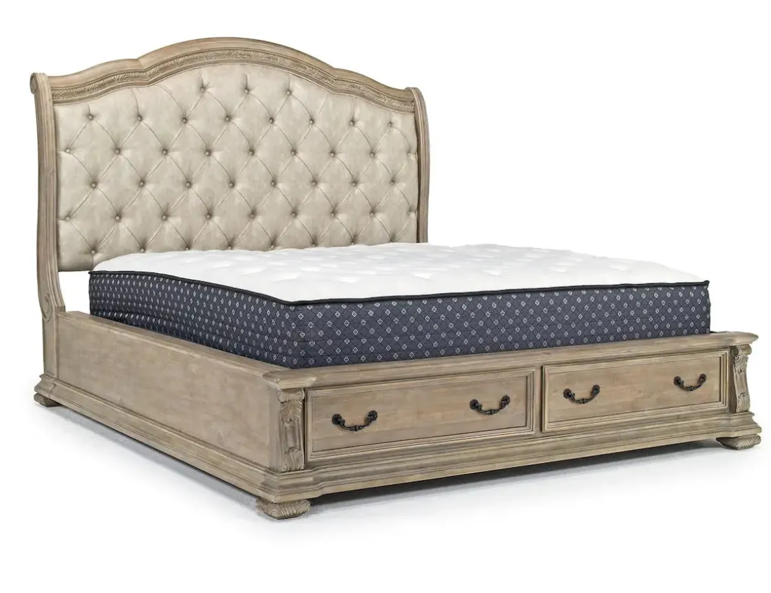Mor Furniture Durango Upholstered Sleigh Bed W/ Storage In Fawn, Queen