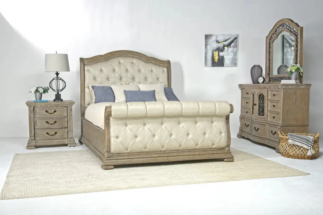 Mor Furniture Durango Upholstered Sleigh Bed In Fawn, Queen