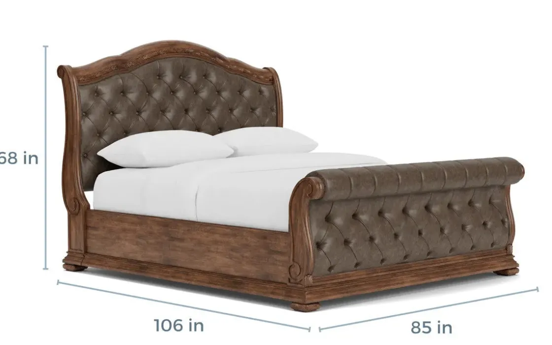 Mor Furniture Durango Upholstered Sleigh Bed In Fawn, Queen