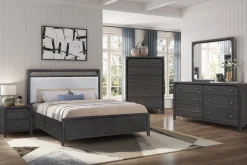 Mor Furniture Easton Upholstered Storage Bed, Dresser, Mirror & Nightstand In , Ca King