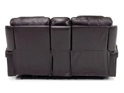 Mor Furniture Echo 3 Power Console Loveseat In Rainier Walnut Leather
