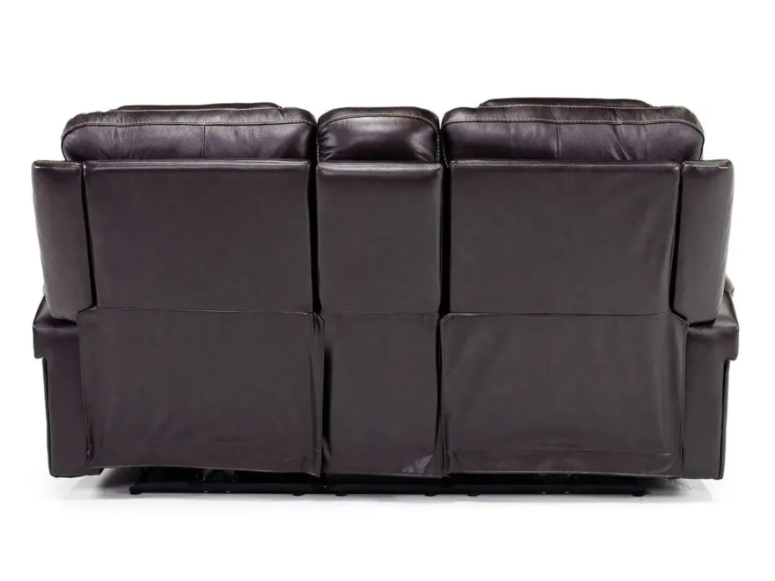 Mor Furniture Echo 3 Power Console Loveseat In Rainier Walnut Leather