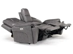 Mor Furniture Echo 3 Power Console Loveseat In Rainier Walnut Leather
