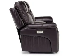 Mor Furniture Echo 3 Power Console Loveseat In Rainier Walnut Leather