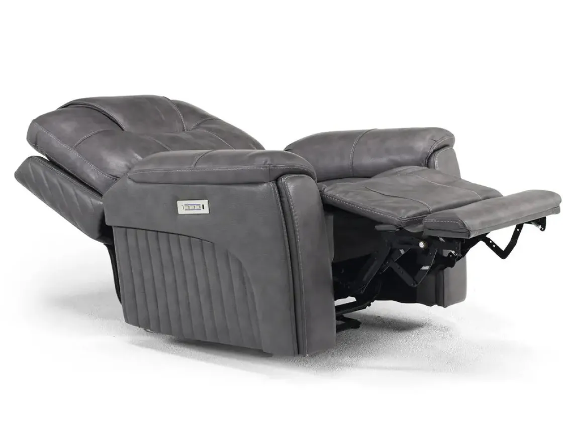 Mor Furniture Echo 3 Power Recliner In Rainier Storm Leather