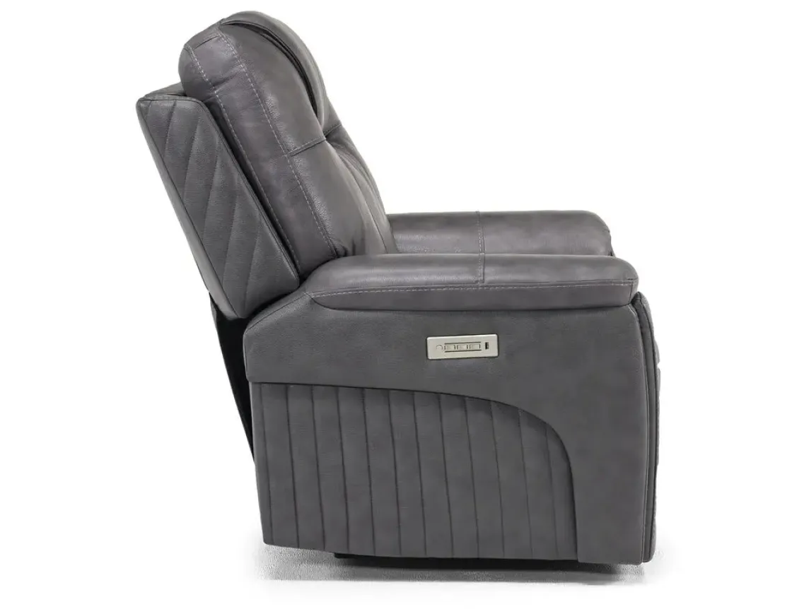 Mor Furniture Echo 3 Power Recliner In Rainier Storm Leather
