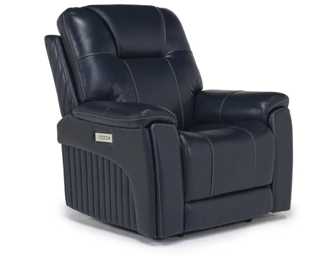 Mor Furniture Echo 3 Power Theater Recliner W/ Immersive Sound In Rainer Storm Leather