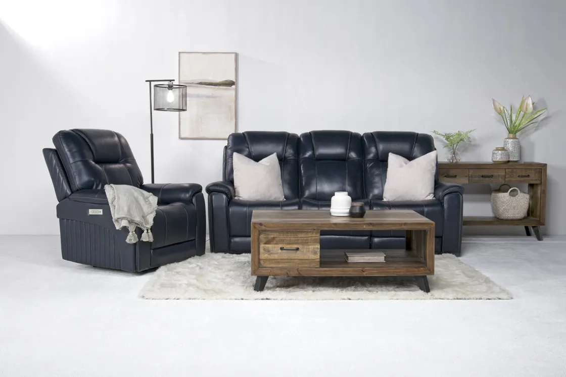 Mor Furniture Echo 3 Power Theater Recliner W/ Immersive Sound In Rainer Storm Leather