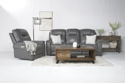Mor Furniture Echo 3 Power Theater Recliner W/ Immersive Sound In Rainer Storm Leather