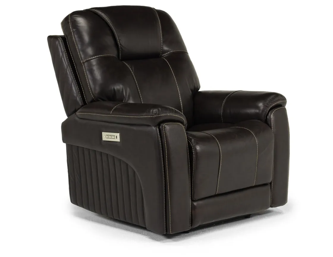 Mor Furniture Echo 3 Power Theater Recliner W/ Immersive Sound In Rainer Storm Leather