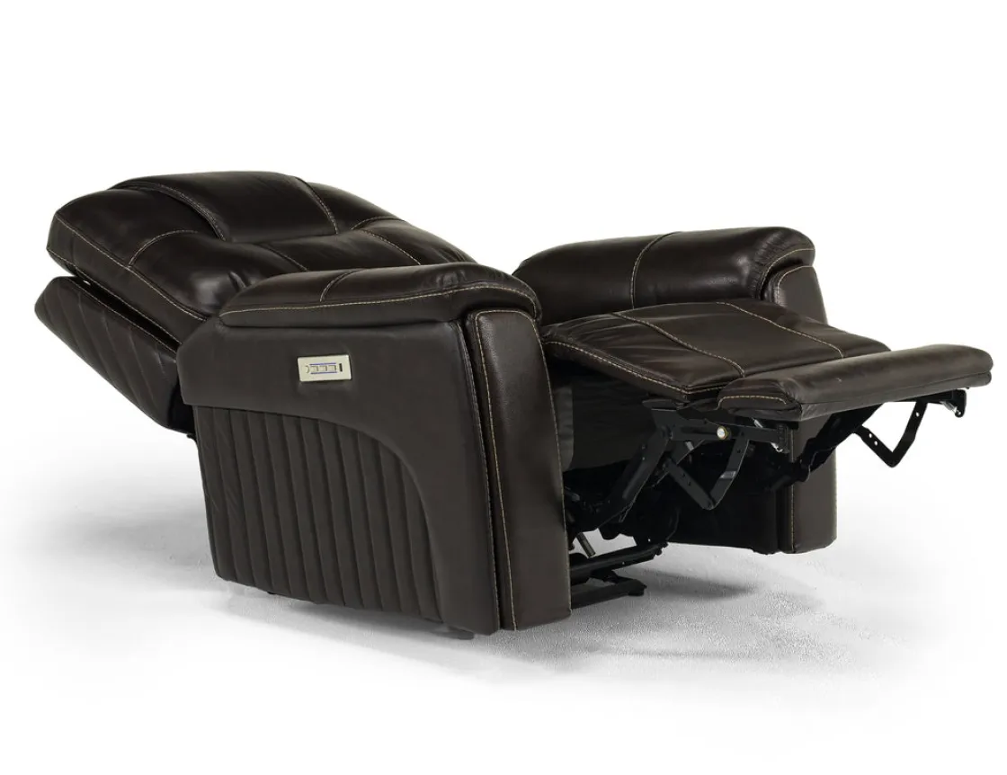 Mor Furniture Echo 3 Power Theater Recliner W/ Immersive Sound In Rainer Storm Leather