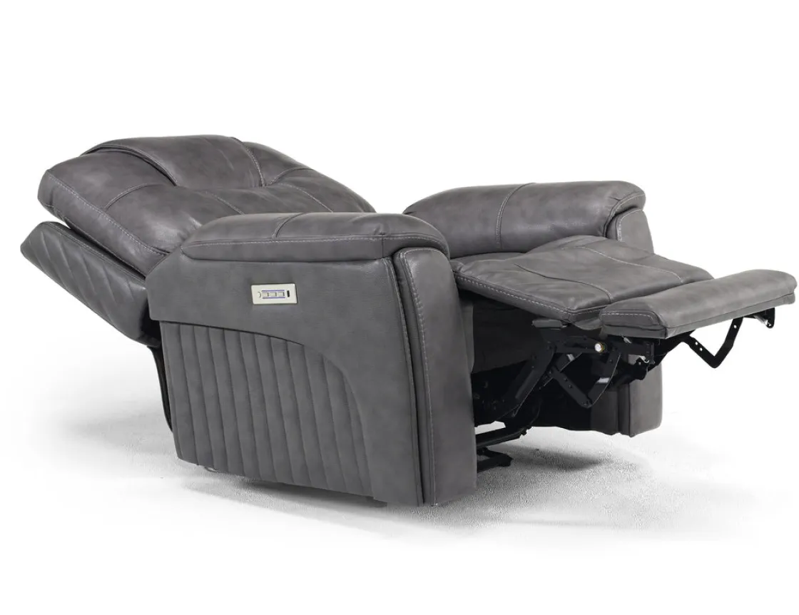 Mor Furniture Echo 3 Power Theater Recliner W/ Immersive Sound In Rainer Storm Leather