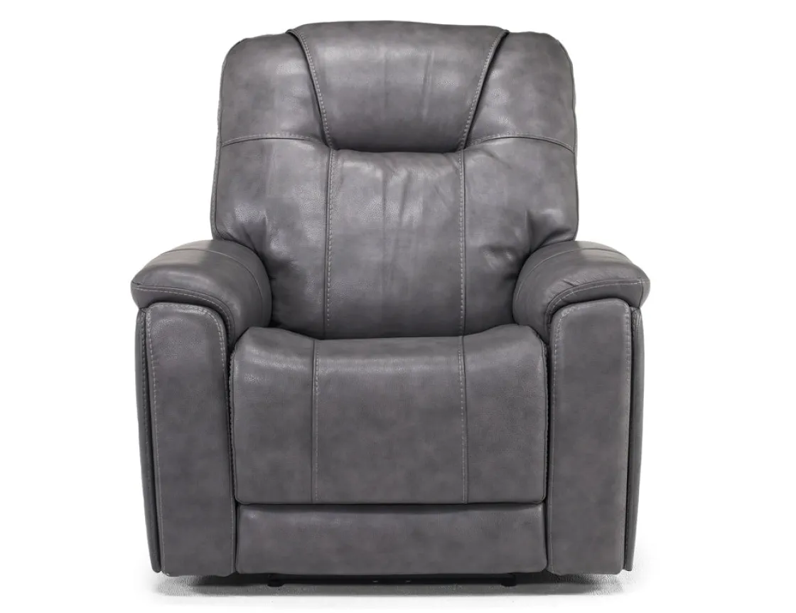 Mor Furniture Echo 3 Power Theater Recliner W/ Immersive Sound In Rainer Storm Leather