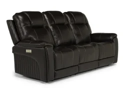 Mor Furniture Echo 3 Power Theater Sofa W/ Immersive Sound In Rainier Walnut Leather