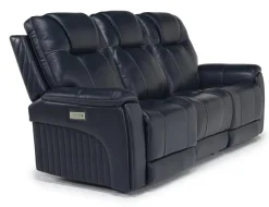 Mor Furniture Echo 3 Power Theater Sofa W/ Immersive Sound In Rainier Walnut Leather