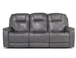 Mor Furniture Echo 3 Power Theater Sofa W/ Immersive Sound In Rainier Walnut Leather