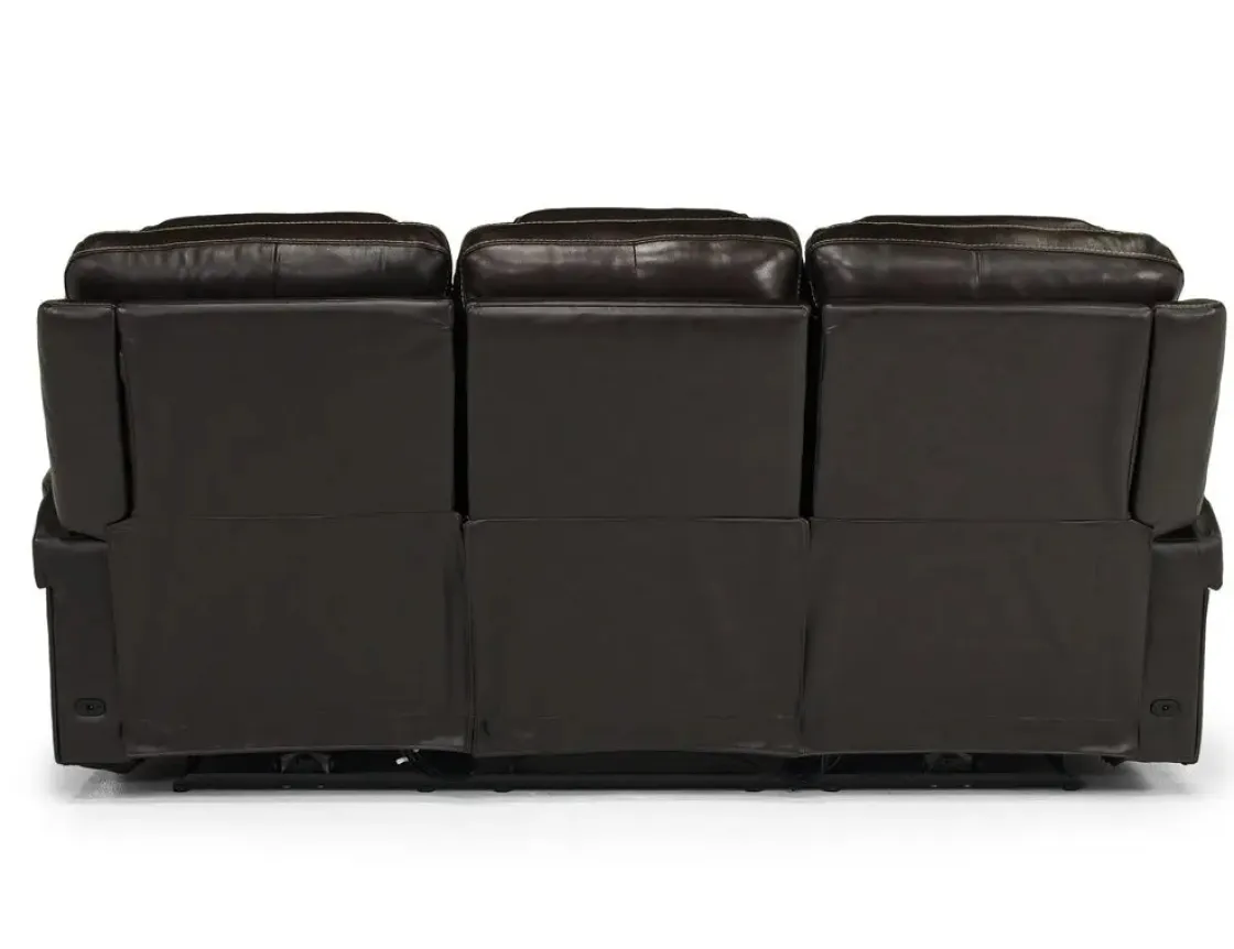 Mor Furniture Echo 3 Power Theater Sofa W/ Immersive Sound In Rainier Walnut Leather