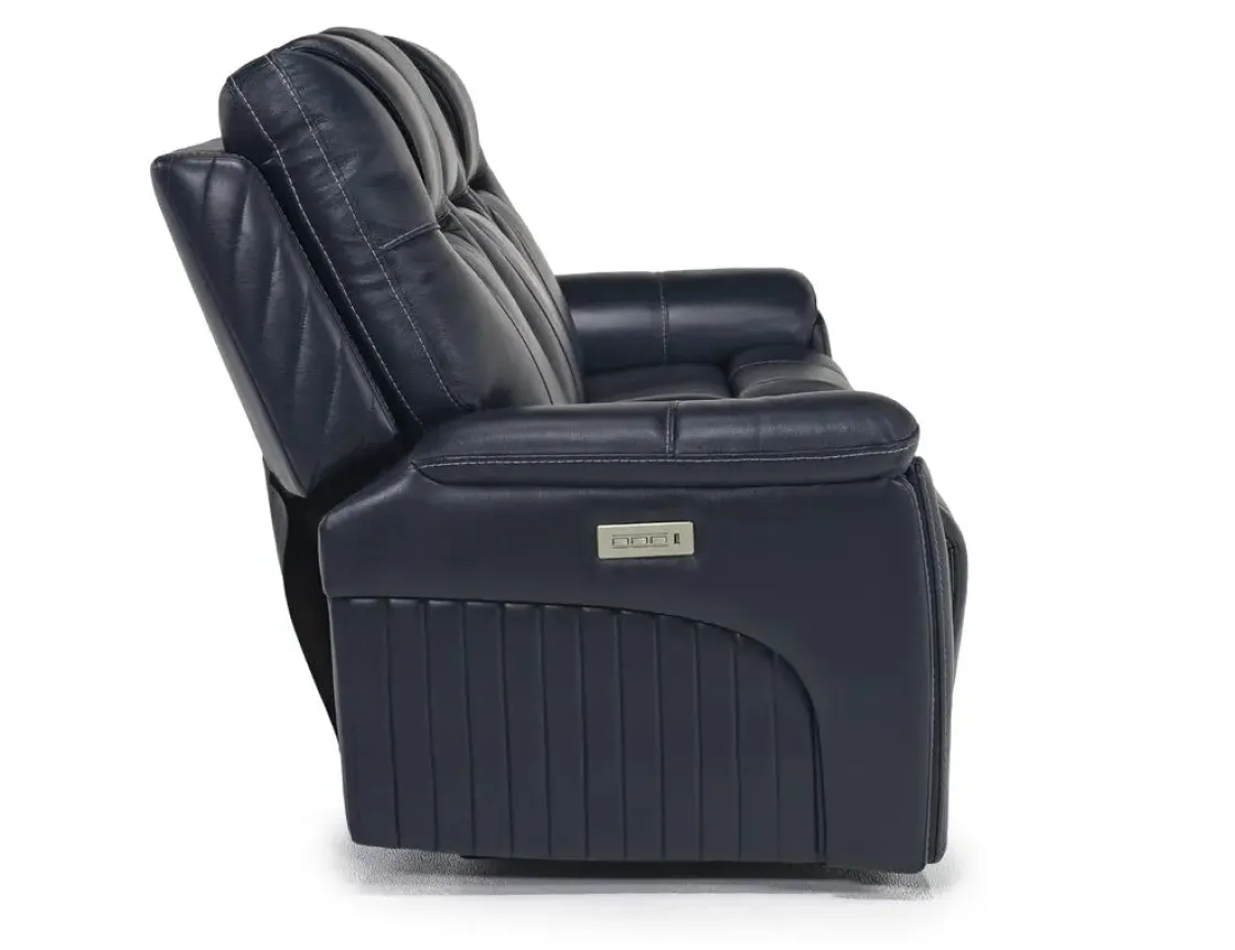 Mor Furniture Echo 3 Power Theater Sofa W/ Immersive Sound In Rainier Walnut Leather