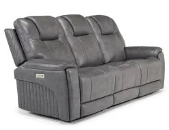 Mor Furniture Echo 3 Power Theater Sofa W/ Immersive Sound In Rainier Walnut Leather