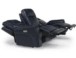 Mor Furniture Echo 3 Power Theater Sofa W/ Immersive Sound In Rainier Walnut Leather